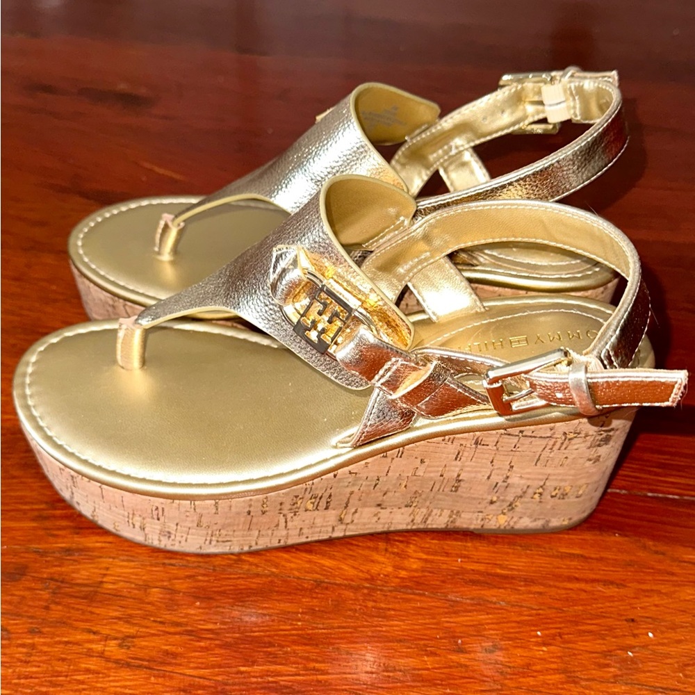 Tommy Hilfiger Gold Wedge Sandals